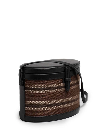 The Round Trunk in Nappa and Woven Fique