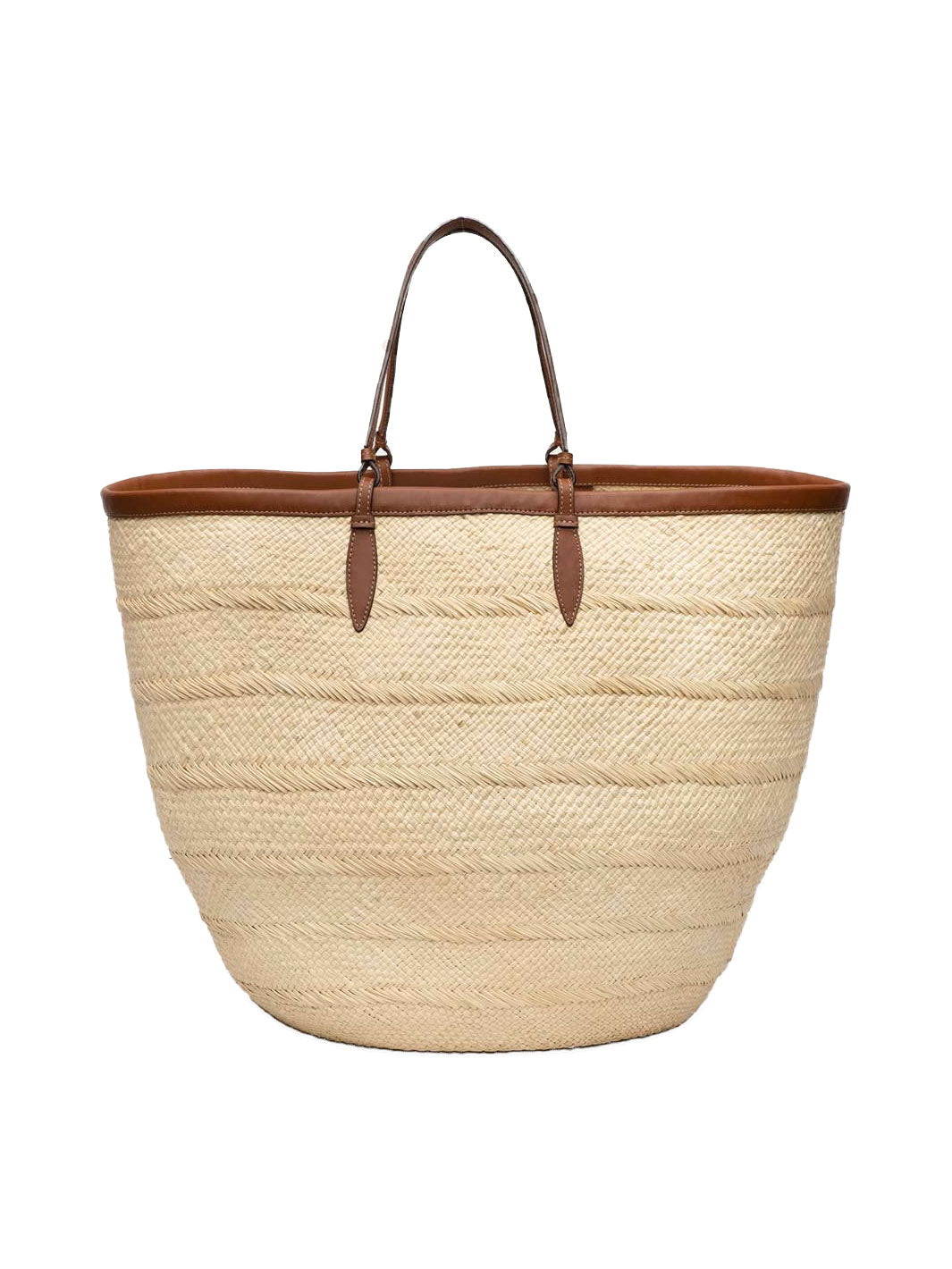 Woven firewood basket in brown/cognac