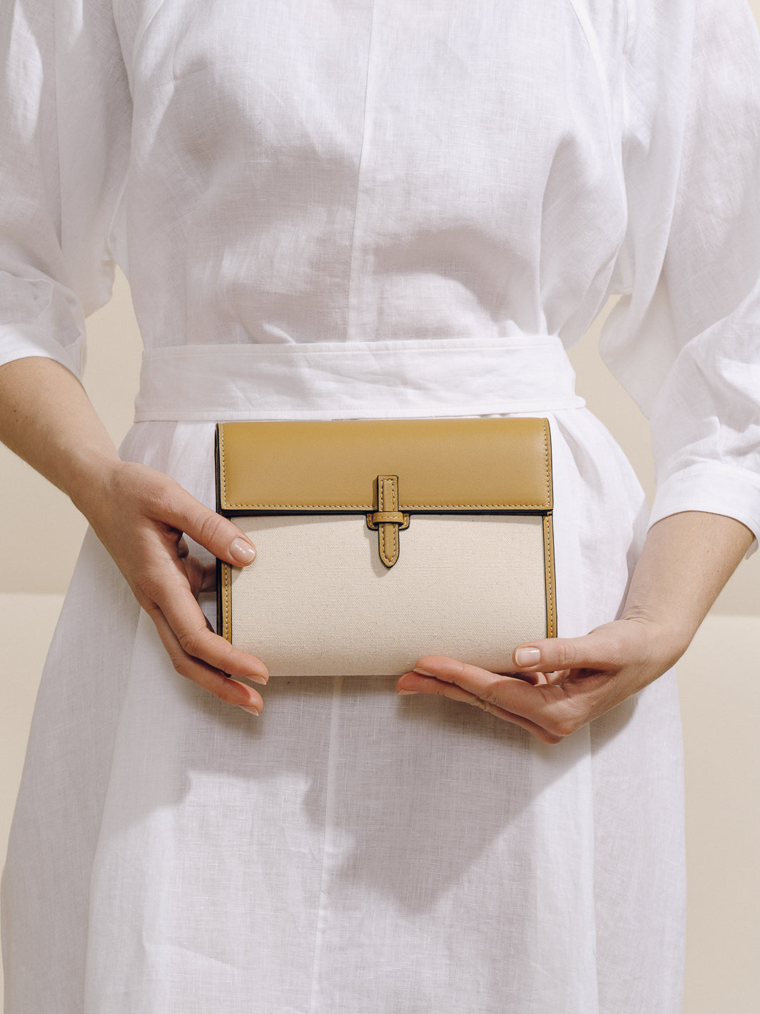 Hunting Season - The Small Soft Clutch in Nappa Canvas Straw Hunting Season - The Small Soft Clutch in Nappa Canvas Straw