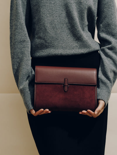 The Large Soft Clutch in Suede