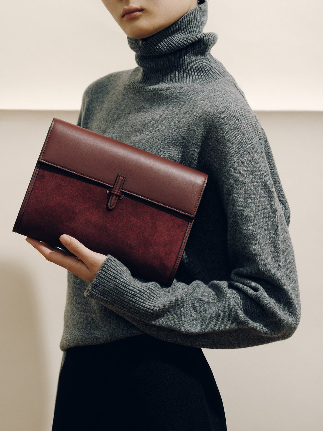 The Large Soft Clutch in Suede