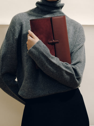 The Large Soft Clutch in Suede