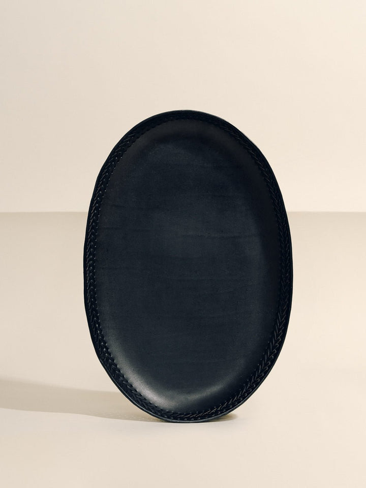 The Oversized Oval Tray - Braided Molded Leather | Hunting Season